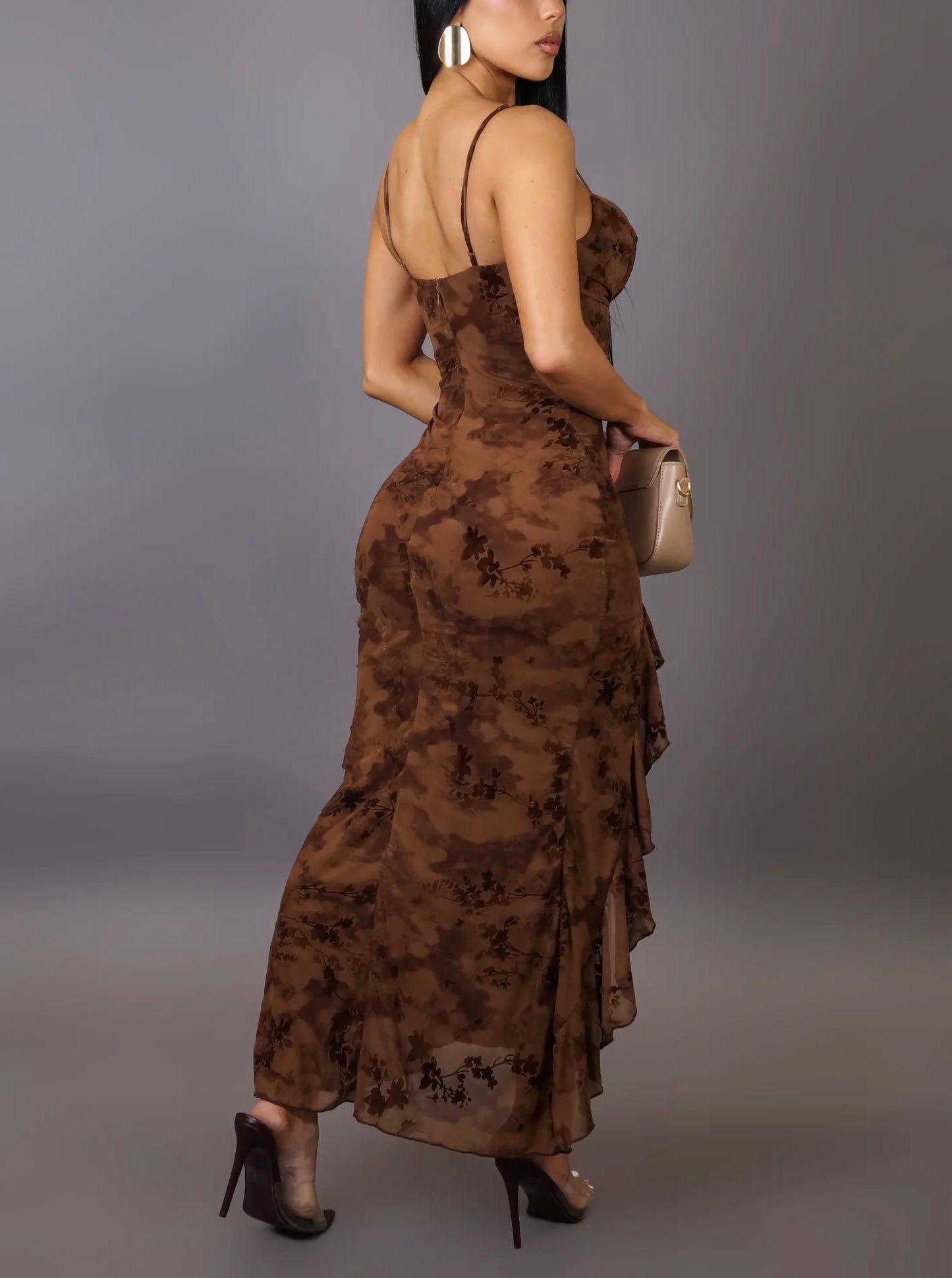 Brown Butta Velvet Dress